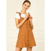 Allegra K Women's Strap Button Down Faux Suede A-Line Mini Overall Dress - 2 of 4