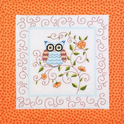 Janlynn Stamped For Embroidery Quilt Blocks 15"X15" 6/Pkg-Owl
