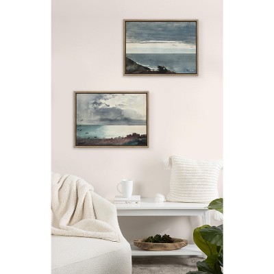 Winslow Homer Coastal Evening and Storm Canvas Art Set, 18x24, Gold Frame