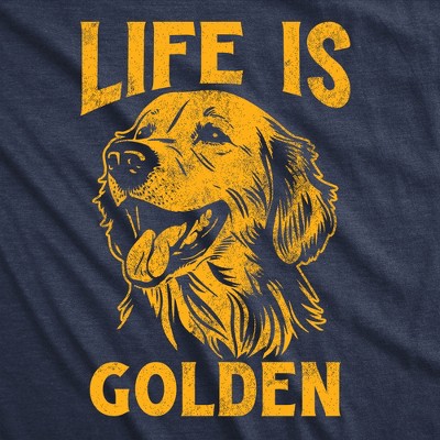 Мужские футболки Crazy Dog T-Shirts, Inc. Mens Funny T Shirts Life Is Golden Sarcastic Puppy Graphic Novelty Tee for Men - Crazy Dog Men's T Shirt For Dog Lovers Navy L — фото 2