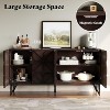 AMERLIFE 63" Acacia Wood Sideboard Buffet with Hand-Carved Geometric Door, Console Cabinet with Adjustable Shelves, Dark Walnut - 3 of 4