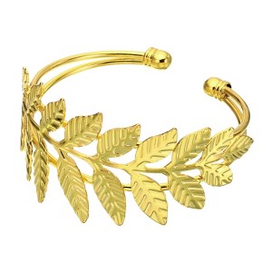 Unique Bargains Metal Open Cuff Adjustable Leaf Bracelet for Women Wedding Festival - 1 of 4