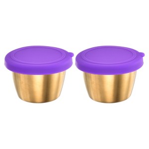 Unique Bargains Stainless Steel Salad Dressing Purple Bowls with Lids - 1 of 4