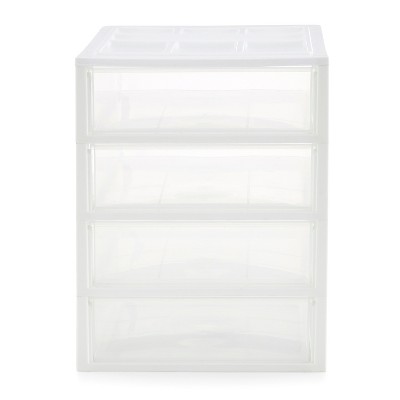 White and Clear 4-Drawer Desktop Storage Organizer