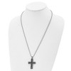 Black Bow Jewelry Stainless Steel, Black Plated & Laser Etched Cross Necklace, 24 Inch - 3 of 4