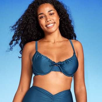 Women's Knot Detail Continuous Underwire Bikini Top - Shade & Shore™ Teal  Blue 36c : Target