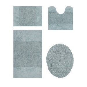 Granada 4 Piece Bath Rug Set 100% Premium Cotton Tufted Non-Slip Backing Bathmats for Bathroom, Super Soft Absorbent, Machine Washable - 1 of 4
