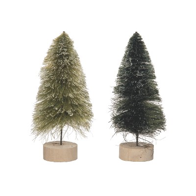 Transpac Large Bottle Brush Tree Set of 2 Christmas Home Decorations