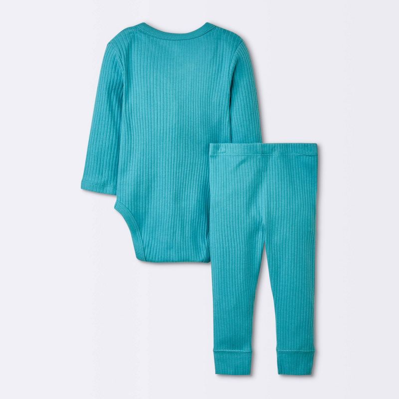 Baby Wide Rib Side Snap Bodysuit & Pants Set - Cloud Island™ Blue, 3 of 6