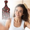 Unique Bargains Plastic Wide Tooth Hair Pick Comb Hair Styling Tool Flower Pattern Red Black 1 Pc - 4 of 4