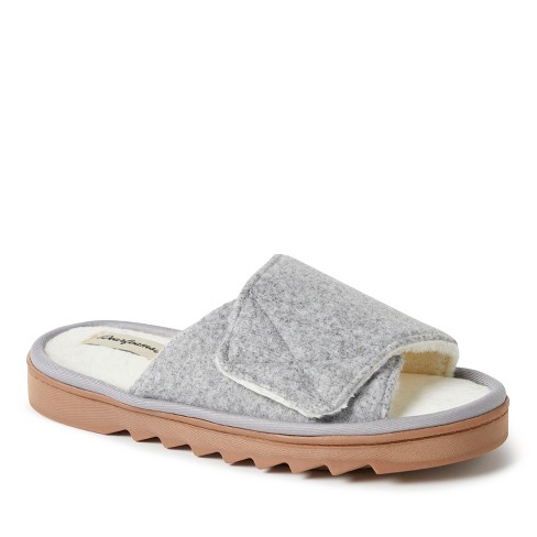 Dearfoams Women s Norma Wool Adjustable Slide House Shoe Slippers Light Heather Grey Size L