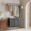 Laundry Sorter Cart with Hanging Rod, 3 Section Laundry Hamper with Wheels for Small Spaces, Laundry Organizer, Dirty Clothes Hamper - 2 of 4
