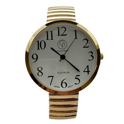 Olivia Pratt Stretch Band Big Face Shiny Colors Women Watch