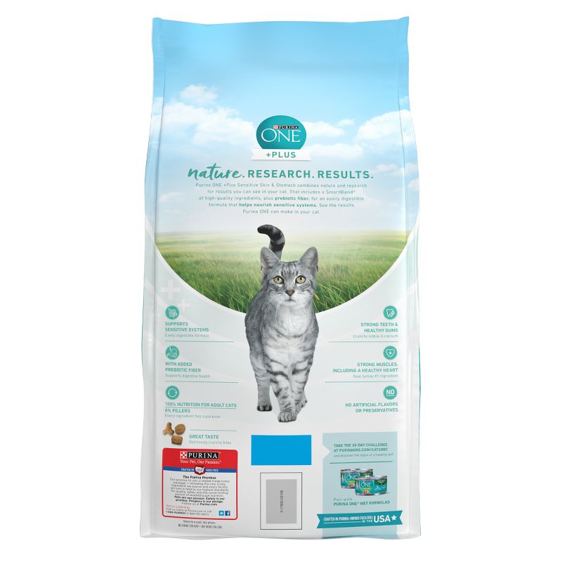 Purina ONE Sensitive Skin & Stomach Natural Dry Cat Food with Turkey for Skin & Digestive Health, 4 of 8