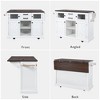 Rbied Wood 54.9 in. Kitchen Island Cart with Drop Leaf, Cross Barn Doors & Visual Glass Door - 3 of 4