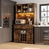 72" Modern Farmhouse Coffee Bar Cabinet with LED Lights & Power Outlets, Sliding Barn Doors, Kitchen Buffet with Wine Storage - 3 of 4