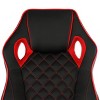 Elama High Back Adjustable Faux Leather Office Chair in Black and Red Trim - 2 of 4