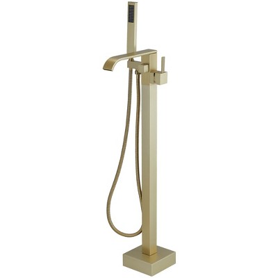 Single-Handle Freestanding Floor Mount Roman Tub Faucet Bathtub Filler with Hand Shower