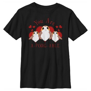 Boy's Star Wars Valentine's Day You Are A-Porg-Able T-Shirt - 1 of 4