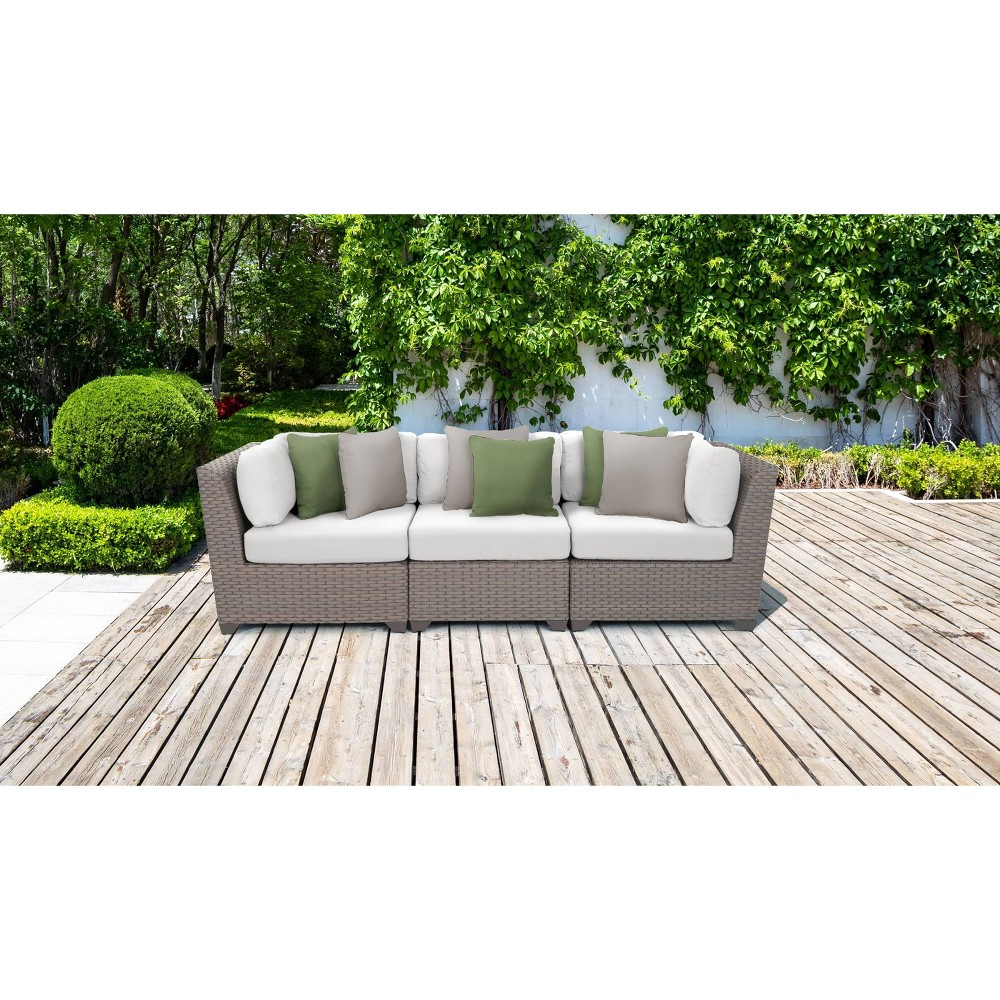 Florence 3pc Outdoor Sectional Sofa with Cushions - White - TK Classics