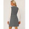 INSPIRE CHIC Women's V Neck Button Front Pockets Vintage Sleeveless Plaid Tweed Pinafore Dress - 4 of 4