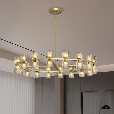 TOBILI Modern 36"Gold Round Chandelier Light Fixture,K9 Crystal Chandeliers for Dining Room,Living Room Chandeliers Over Table,Includes 36XG4 Bulbs