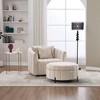 Velvet Oversized Swivel Accent Barrel Chair with Ottoman and 3 Pillows with Storage for Living Room, Bedroom, Lounge - 3 of 4
