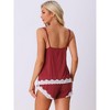 cheibear Women's Lace V-neck Cami Sleepwear Shorts 2 Pcs Set - 4 of 4