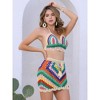 INSPIRE CHIC Women's Hollow Out Summer Beach Crochet Knit Cami Top Mini Skirt 2 Pieces Bikini Sets - 2 of 4