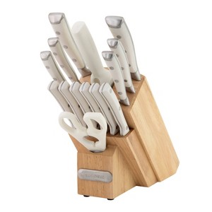Farberware 15pc Forged Triple Rivet Set - White Three Step: Stainless Steel Knife Block Set with Steak Knives & Shears - 1 of 4