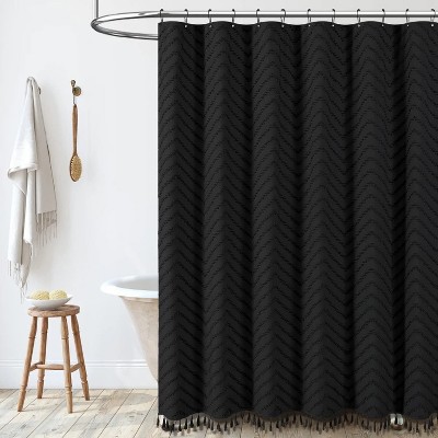 LunaLulinlk 72"*72" Boho Balck Bathroom Shower Curtain Woven Cloth Curtain