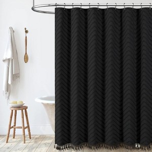 LunaLulinlk 72"*72" Boho Balck Bathroom Shower Curtain Woven Cloth Curtain - 1 of 4