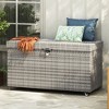 200/230 Gallon Wicker Deck Box with Wheels, All-Weather Outdoor Storage Bench Box for Patio Furniture, Pool Storage, Gray/Black - ModernLuxe - 2 of 4