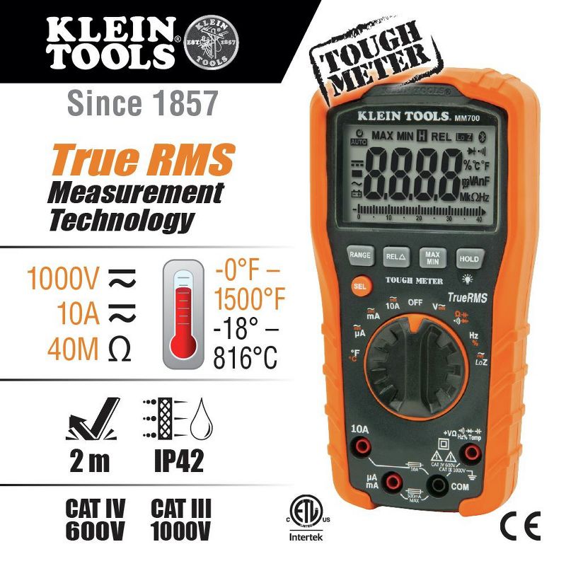 Klein Tools MM700 1000V TRMS/Low Impedance Digital Multimeter, 5 of 7