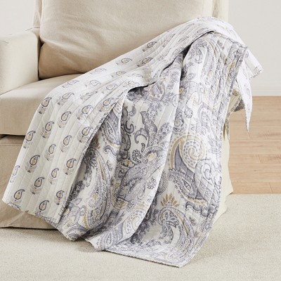 Maribelle Paisley Quilted Throw Grey - Levtex Home : Target