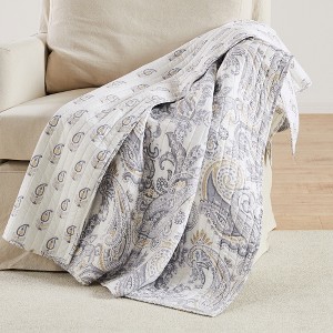 Maribelle Paisley Quilted Throw Grey - Levtex Home - 1 of 4