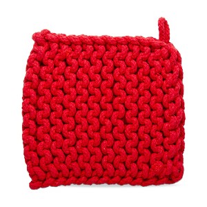 tagltd Crochet Trivet Red For Hot Dishes Made Of Cotton With Hang Loop - 1 of 3
