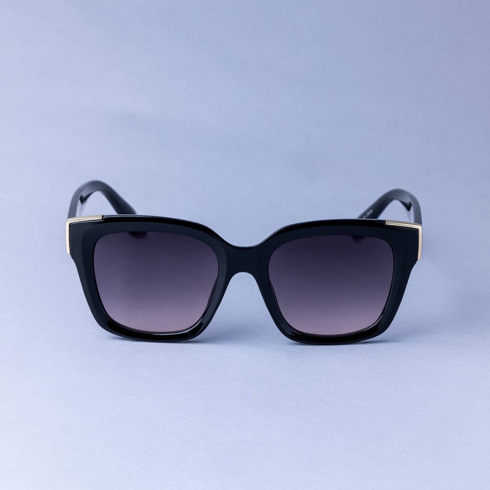 Women's Square with Metal Sunglasses - A New Day™ Black