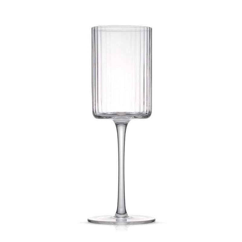 JoyJolt Elle Fluted Cylinder White Wine Glass - 11.5 oz Long Stem Wine Glasses - Set of 2, 3 of 7