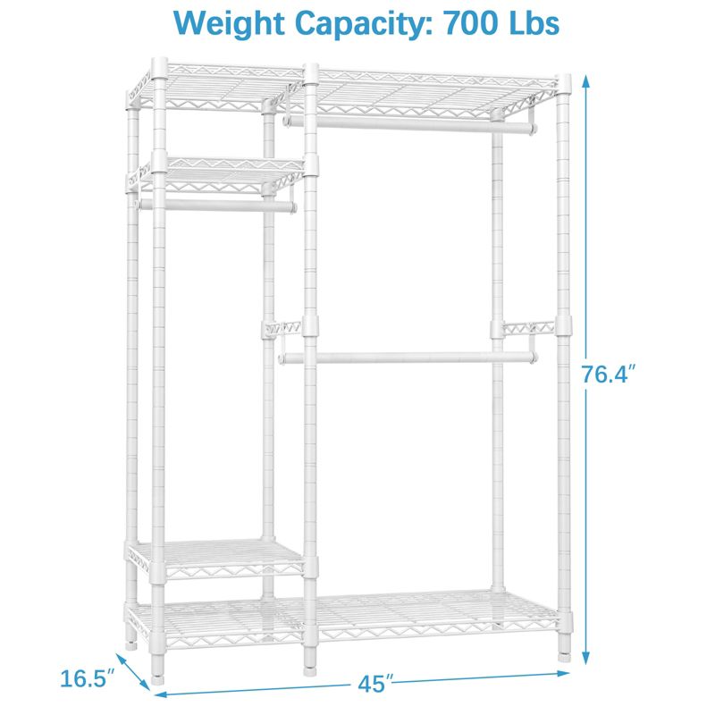 VIPEK V2 Garment Rack Metal Clothing Rack for Hanging Clothes, Free Standing Closet Wardrobe, Max Load 700LBS, White, 4 of 10
