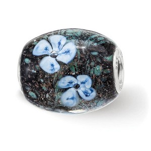 Black Bow Jewelry Fenton Sterling Silver Hydrangeas By Moonlight Glass Bead Charm - 1 of 4