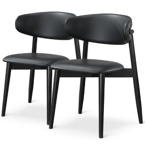 Vynxaria Black Vegan Leather Dining Chairs - Set of 2 for Timeless Style - 1 of 4
