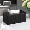 LunaLulinlk Stylish PU Leather Rectangular Tissue Box Holder with Magnetic Bottom Cover for Bedroom or Office (in Black Stria) - 4 of 4