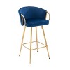 26 Inch Set of 2 Bar Stools,with Chrome Footrest and Base Velvet + Golden Leg Simple Bar Stool - 4 of 4