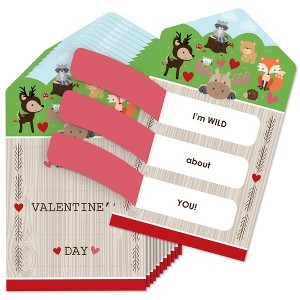 Big Dot of Happiness Woodland Creatures - Forest Cards for Kids - Happy Valentine's Day Pull Tabs - Set of 12 - 1 of 4