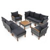YOOCOZZ 9-Piece Rattan Patio Sectional Sofa Set with Acacia Legs and Cushions - 3 of 4