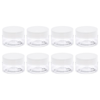 Unique Bargains Round Clear Plastic Storage Jars with White Screw Top Lid 12 Pcs