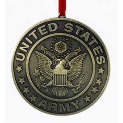 Kurt S. Adler 3.5" Metal United States Army Round Logo Christmas Ornament - Gold