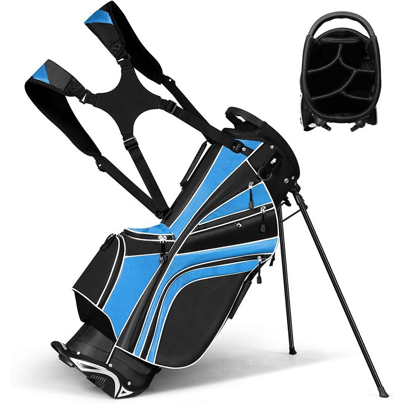 Costway Golf Stand Cart Bag Club w/6 Way Divider Carry Organizer Pockets Storage Blue, 1 of 11
