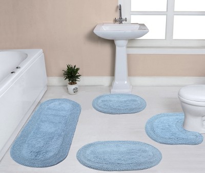 Double Ruffle Collection Cotton Ruffle Pattern Tufted Set of 4 Bath Rug Set - Home Weavers